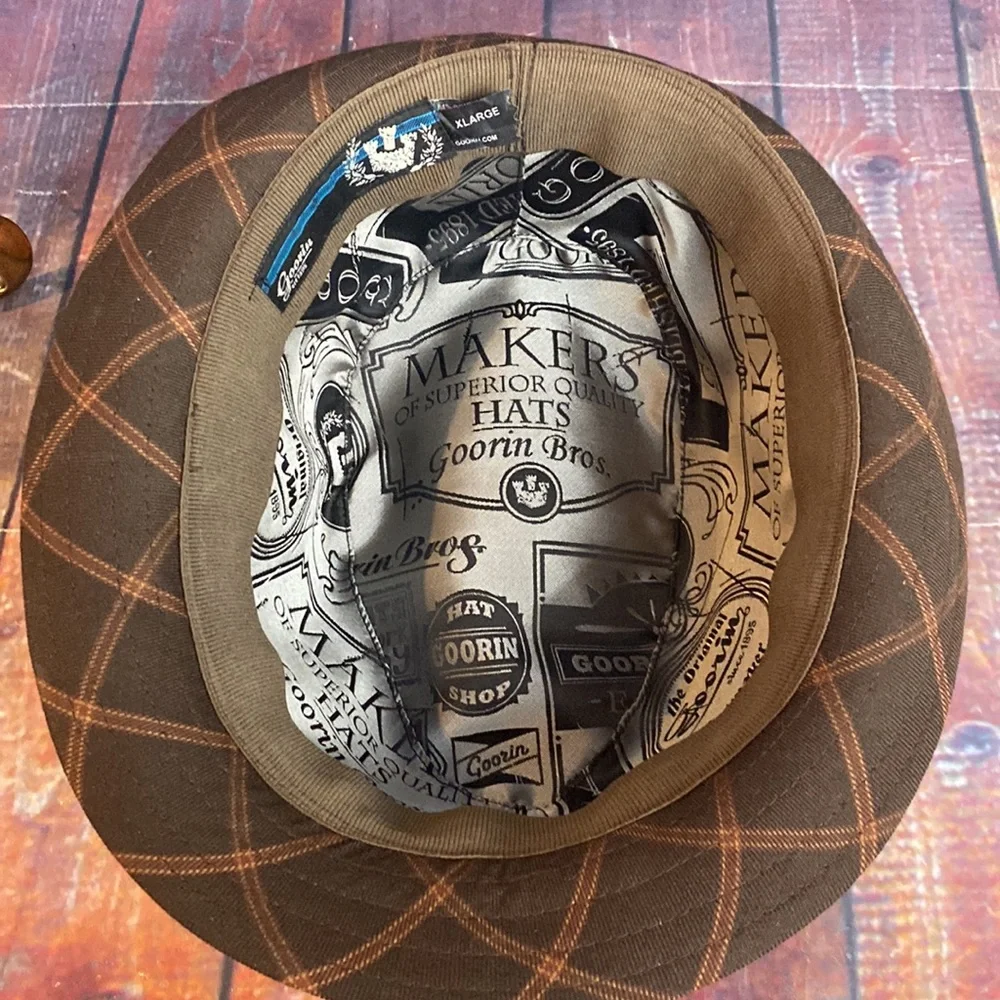 Brown Plaid Men's Trilby Hat